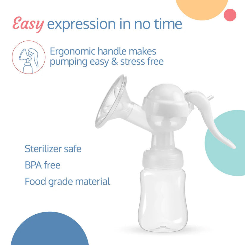 Manual Breast Pump with Feeding Bottle & Accessories – BPA-Free Portable Breastfeeding Pump for New Moms | Baby Essentials & Maternity Essentials