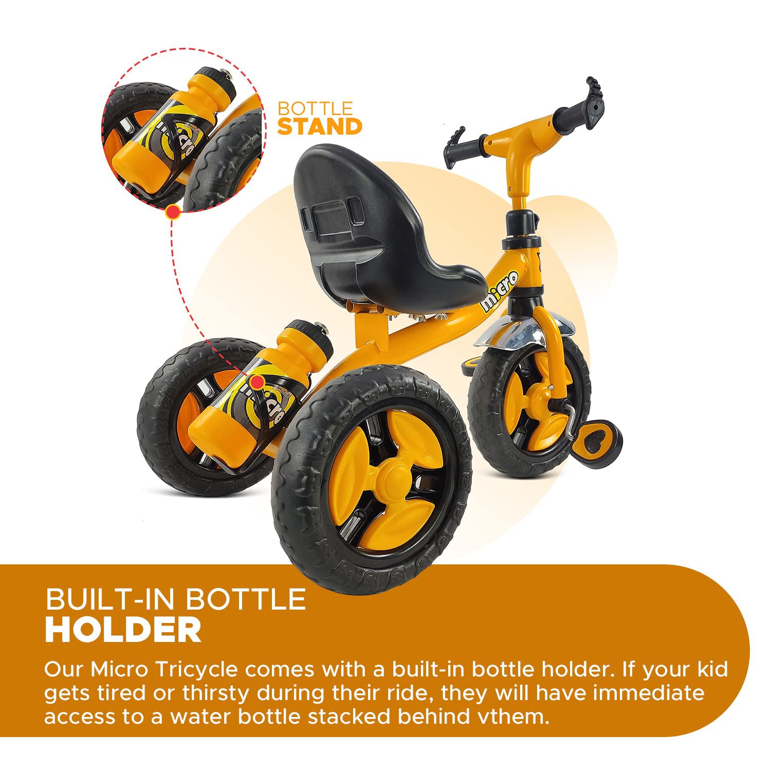 Kids Tricycle with Bottle Holder, Comfortable Seat & Non-Slip Pedals – Best Toys for Newborns & Baby Essentials